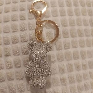 New Solid Rhinestone Bear Keyring Purse Charm Adorable